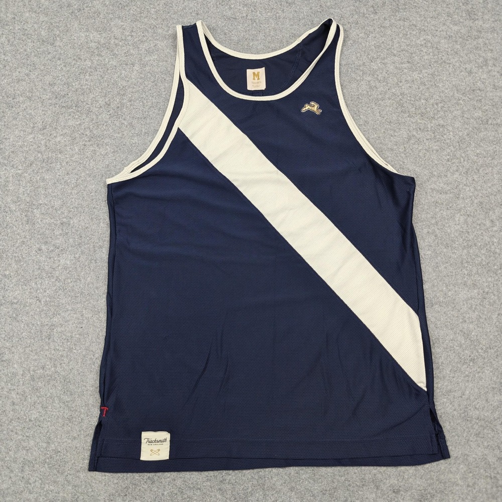 Tracksmith Tank Mens Medium Blue 2.0 Mesh Jersey Lightweight Running Training